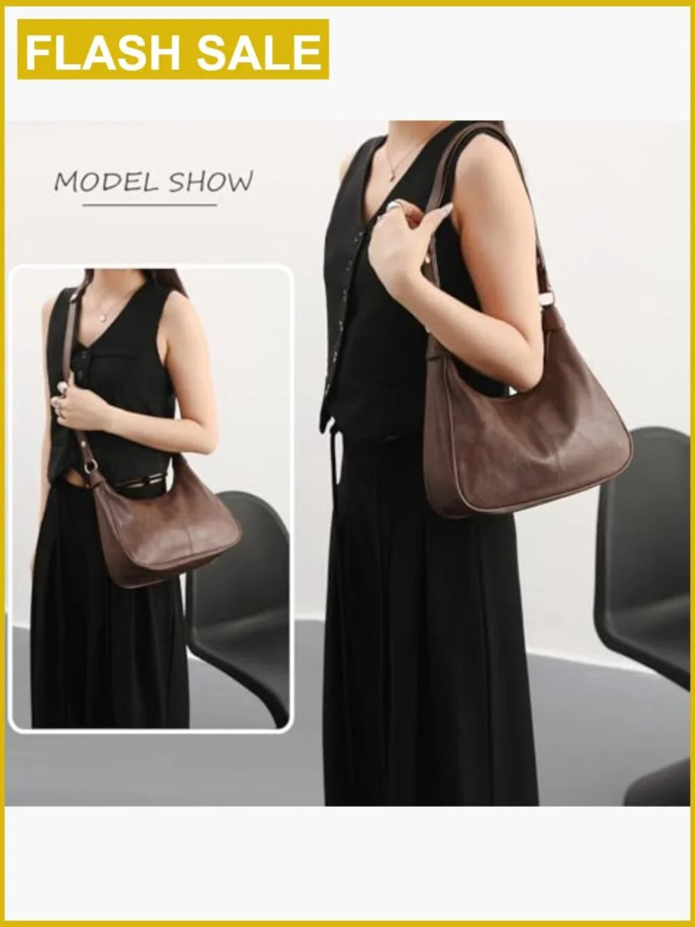 Ultra Soft Foldable Vegan Leather Crossbody Hobo Handbag Tote Purse